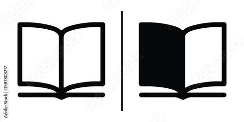 Open Book and Closed Book Symbol: a minimalistic design showcasing an open book and closed book, symbolizing knowledge, education, and the passage of time.