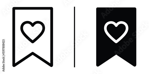 Bookmark with Heart: A simple illustration featuring a bookmark with a heart, with positive feelings and affection on the heart. 