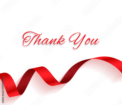 Thank you Classic Text with the ribbon. Used in greeting card, banner template, postcard.Vector illustration.