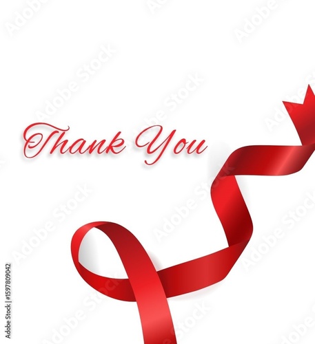 Thank you Classic Text with the ribbon. Used in greeting card, banner template, postcard.Vector illustration.