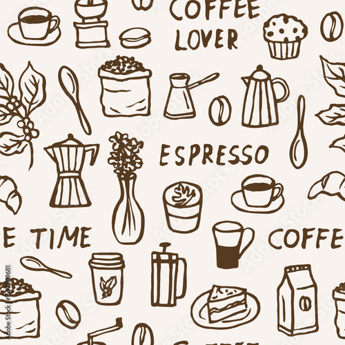 Hand drawn doodle coffee background