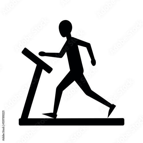 Athlete running on treadmill for cardio endurance workout silhouette Art Vector illustration