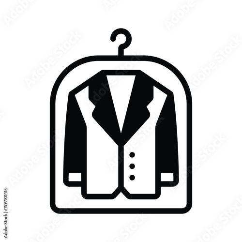 Trendy glyph style icon of hanging clean coat
