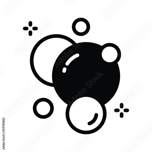 Sleek glyph icon of popping soap bubbles