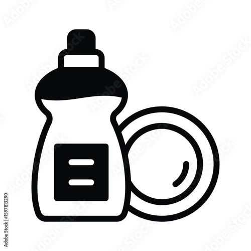 Trendy glyph style icon of dish soap bottle