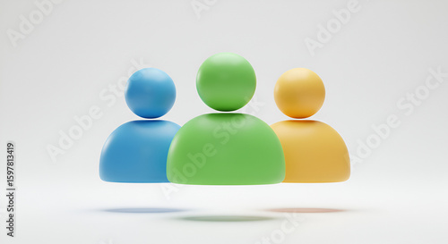 Vibrant minimalistic 3D rendering of a diverse group of avatars on a clean background