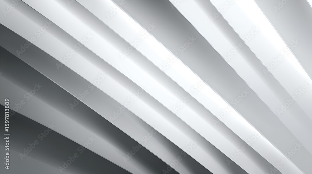Fototapeta premium Gray and white diagonal abstract pattern with straight lines and shadow gradients