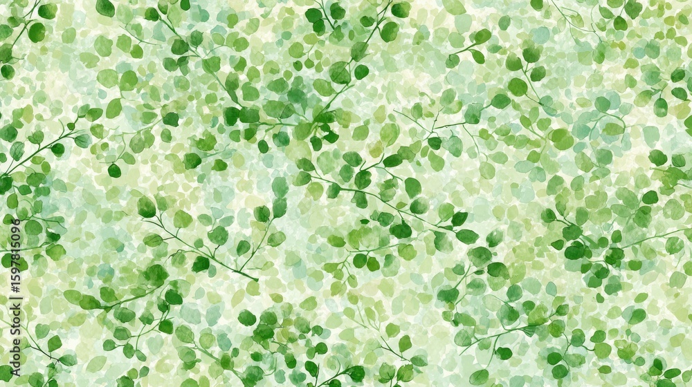 Fototapeta premium Delicate green leaves and branches pattern.