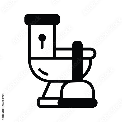 Trendy glyph style icon of toilet plunger tool