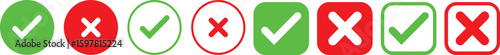 Check tick mark icon set.tick sign accept select confirm correct agree animated. successful symbol, tick mark.Check marks indicate approval. X marks indicate rejection. Simple symbols for yes and no.