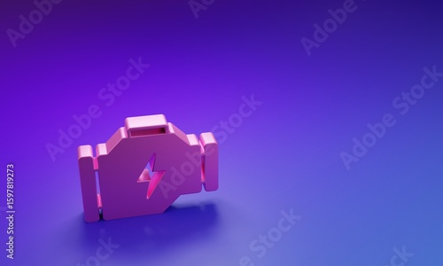 Pink Check engine icon isolated on purple-blue background. Minimalism concept. 3D render illustration