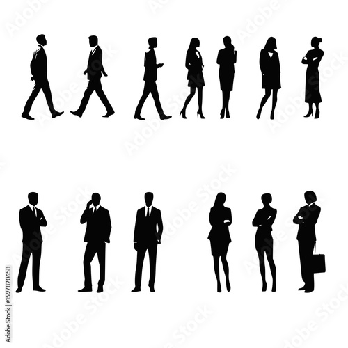 Group of executives standing confidently, including men and women in business attire and , symbolizing inclusion and generational diversity