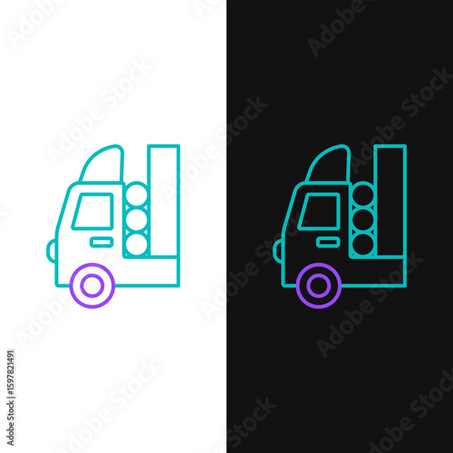 Line Gas tank for vehicle icon isolated on white and black background. Gas tanks are installed in a car. Colorful outline concept. Vector