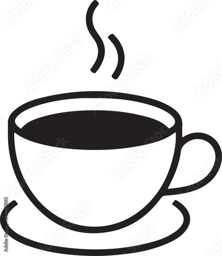 Coffee cup with steam beverage drink cafe shop silhouette vector