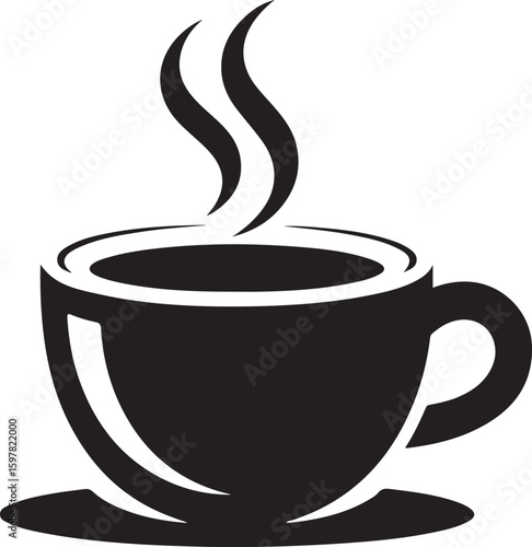 Coffee cup with steam beverage drink cafe shop silhouette vector