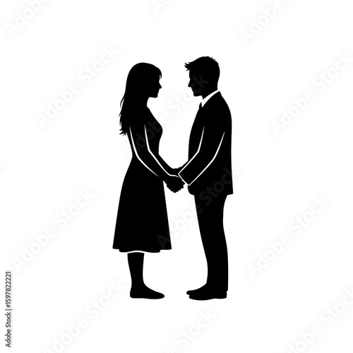 Wallpaper Mural Couple Facing Each Other Holding Hands - Vector Romance and Love Icon Torontodigital.ca
