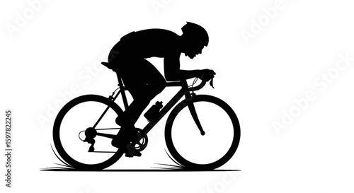 Cyclist Leaning on Road Bike - Vector Racing and Speed Icon