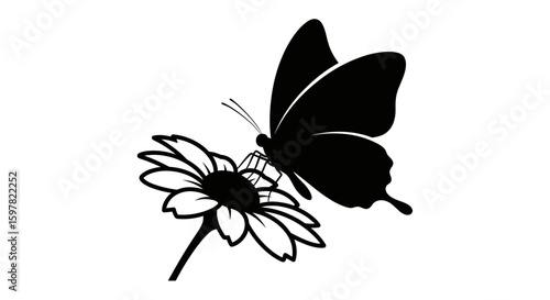 Butterfly Resting on a Flower - Vector Nature and Spring Icon