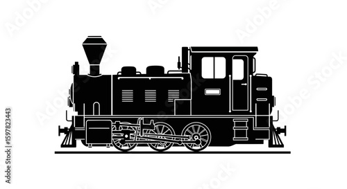 Narrow-Gauge Mountain Train Engine Silhouette