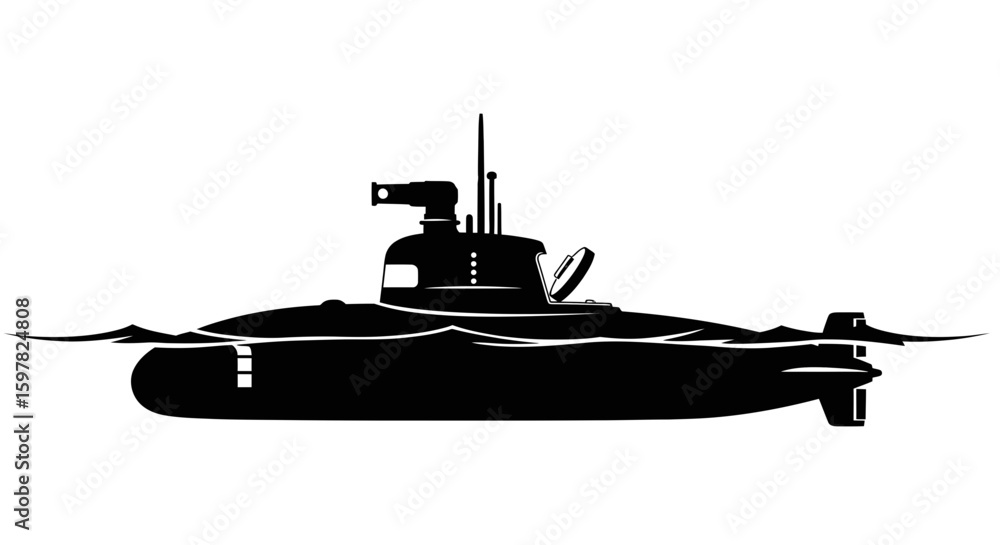 Fototapeta premium Submarine Surfacing Silhouette