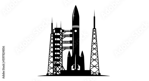 Rocket on Launchpad Before Takeoff