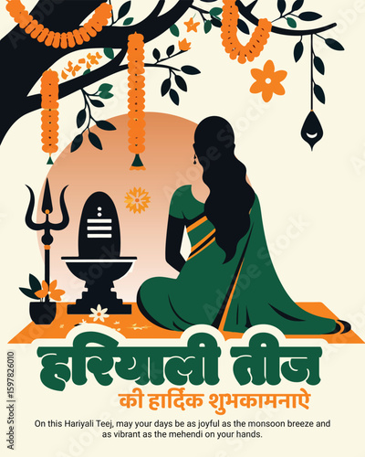 Hariyali Teej Vrat & Swing Festival Post | Green Theme Mehndi Creative for Women