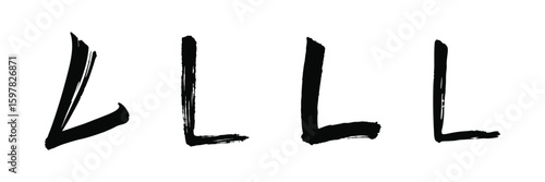 Four black brush stroke letters L vector illustration