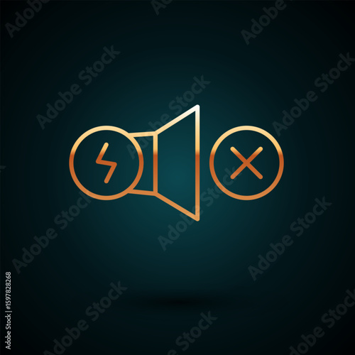Gold line Electric motor icon isolated on dark blue background. Vector