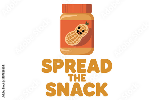 Peanut butter jar flat vector bright palette clipart