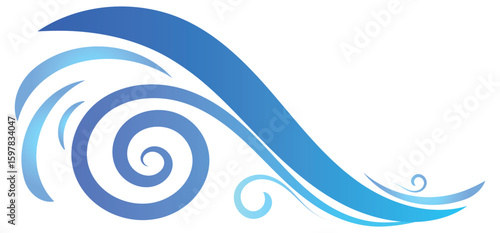 Seascape waves for surfing. Stormy ocean surface. Cartoon vector illustration isolated on white background and png.
