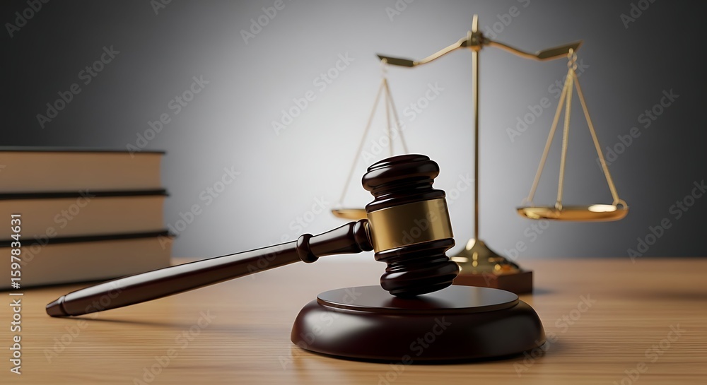 Gavel, scales of justice, and law books on a wooden surface, symbolizing legal proceedings and fairness. Gavel, scales of justice, and law books on a wooden surface, symbolizing legal proceedings and fairness.