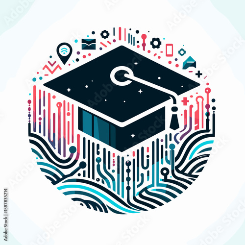 Modern vector concept for online graduation or courses
