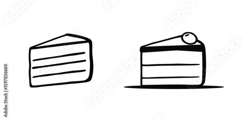 Wallpaper Mural Simple line art drawings of two cake slices vector illustration Torontodigital.ca