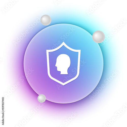 White User protection icon isolated on white background. Secure user login, password protected, personal data protection, authentication. Blue and purple gradient circle background. Vector