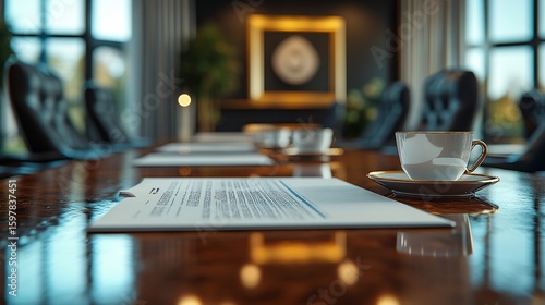 Corporate Boardroom with a Contract Ready for Signing