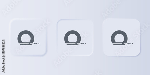 Grey Dental floss icon isolated on grey background. Set icons in square buttons. Vector