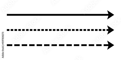 Straight dashed arrow icon set