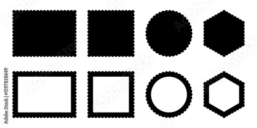 Scalloped edge frame shapes icon set