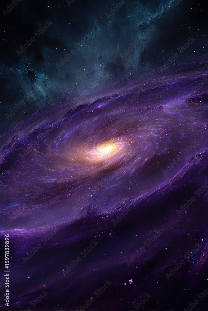 Fototapeta premium Spiral Galaxy In Deep Space With Purple Tones