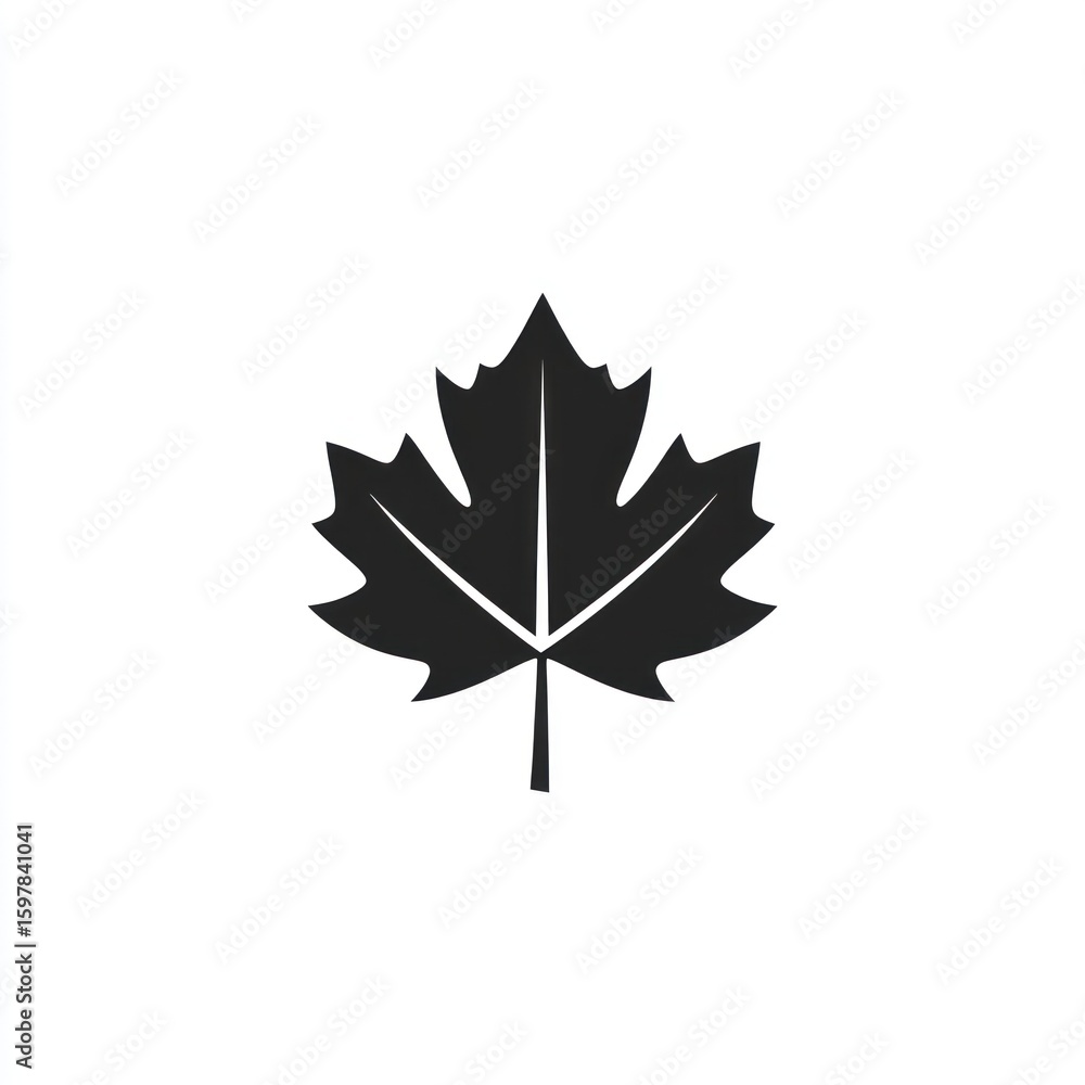 Naklejka premium Simple black maple leaf graphic (4)