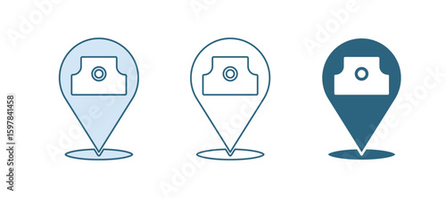 Blue Paint spray can icon isolated on white background. Vector