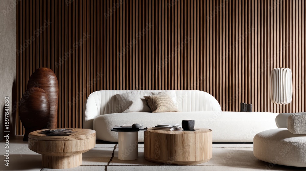 custom made wallpaper toronto digitalModern, minimalist living room with warm wood accents