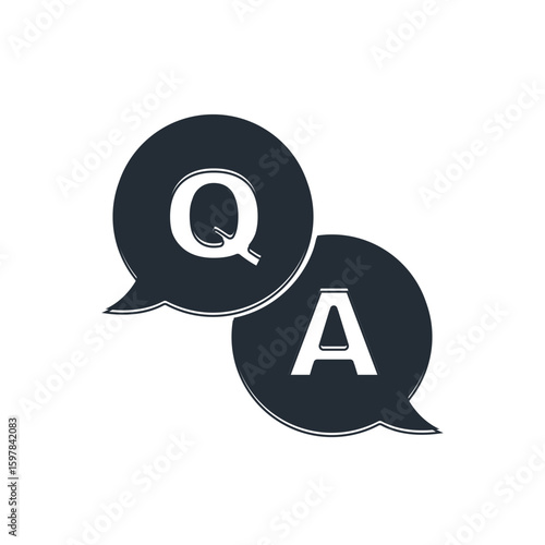 Black Speech bubbles with Question and Answer icon isolated on white background. Q and A symbol. FAQ sign. Chat speech bubble and chart. Vector