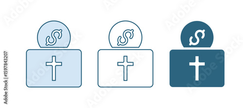 Blue Donation for church icon isolated on white background. Vector