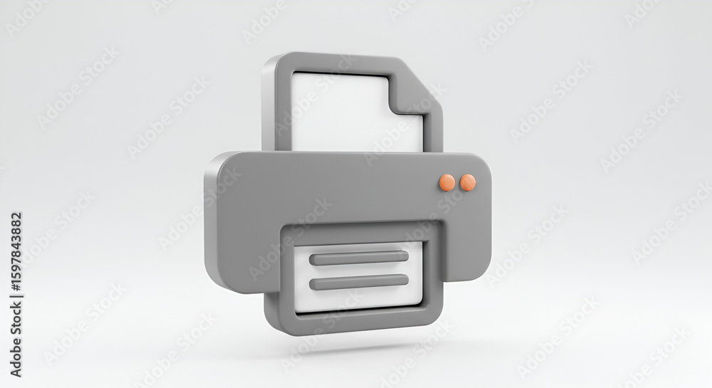Minimalist gray printer icon against a clean white background for modern design Minimalist gray printer icon against a clean white background for modern design