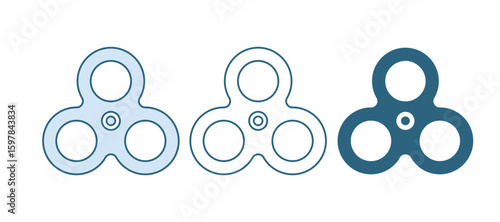 Blue Fidget spinner icon isolated on white background. Stress relieving toy. Trendy hand spinner. Vector