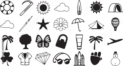 Vector set of medieval weapon icons, a symbolic collection for your design