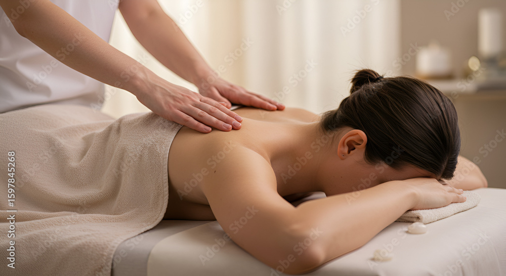 Obraz premium Relaxing back massage in a spa environment for wellness and therapeutic benefits