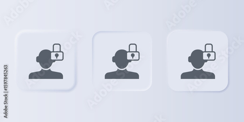 Grey Closed personality icon isolated on grey background. Introvert psychology. Set icons in square buttons. Vector
