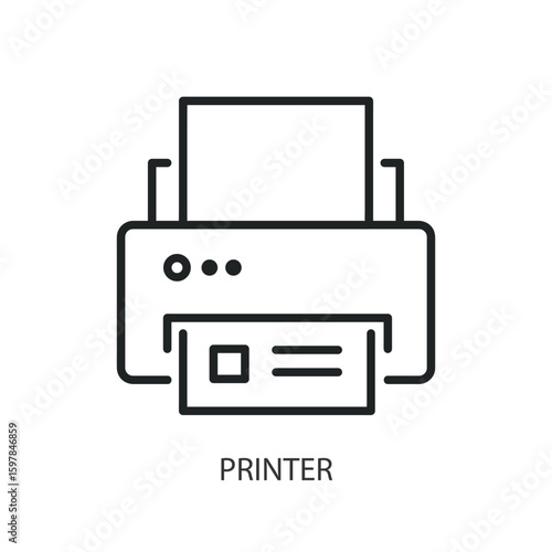 Printer thin line vector icons.